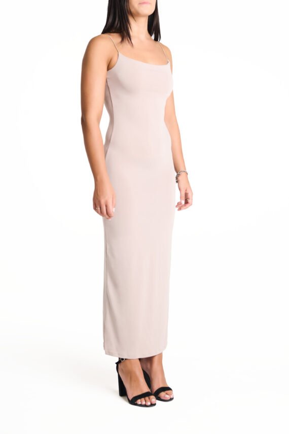 Long beige sheath dress - Image 3